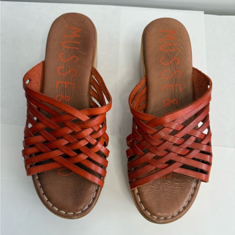 Musse & Cloud Woven Leather Slide Sandals – Size 38 (Approx. US 7.5–8)